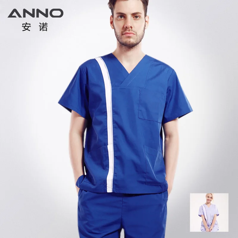 

Short Sleeves Blue Purple Resistant to rinsing Nurse Uniform Medical Scrubs Hospital Form Surgical Cloths Medical Gown Top Pant