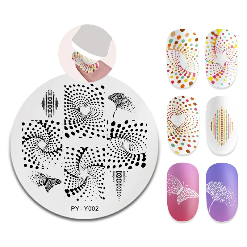 PICT YOU ногтей штамповки пластины круглый нержавеющая сталь Геометрическая бабочка изображение дизайн штамп шаблон DIY Инструменты для дизайна ногтей Y002