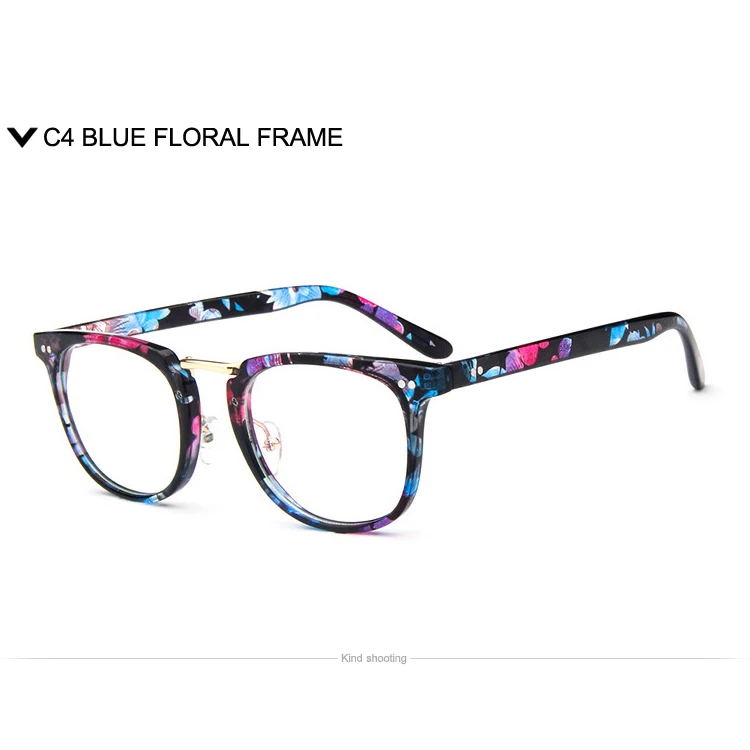 Toketorism винтажные очки оправа с прозрачными линзами металлический мост классические очки для мужчин и женщин 8892 - Цвет оправы: BLUE FLORAL