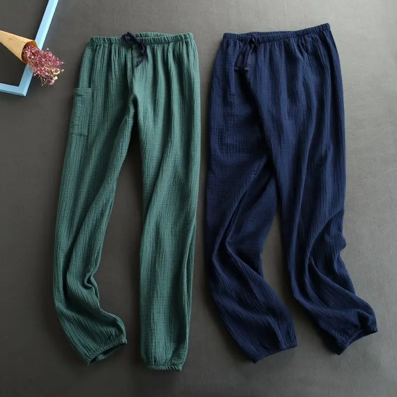 Spring Pijama Women Loose Pajamas Soft Pyjamas 100% Cotton Gauze Sleepwear Pants