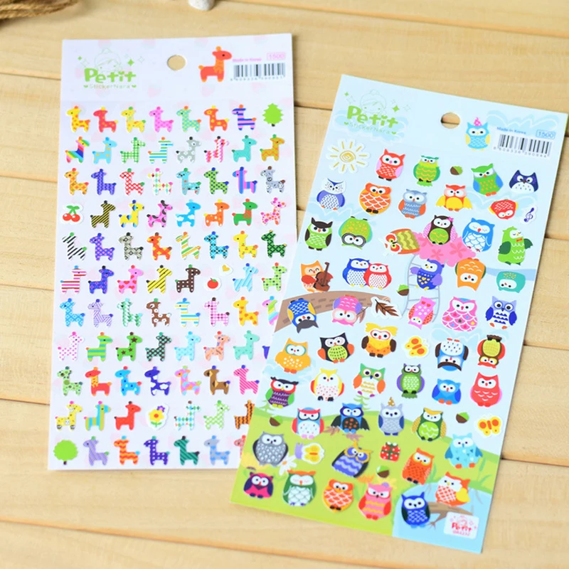 

1 sheet Children Cute Owl Giraffe Reward Stickers School Teacher Merit Praise Sticky Class Paper Lable Kids Classic Toys