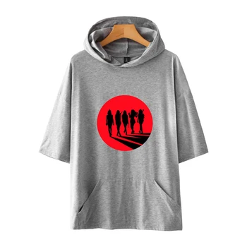 

Red velvet Kpop letter printed hooded T-shirt unisex summer short-sleeved casual T-shirt 2018 fashion style clothes