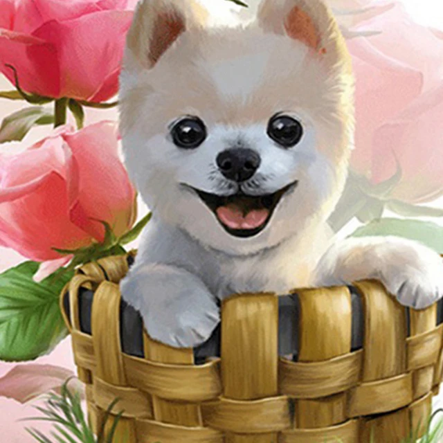 diy diamond paintings cute dogs rose flowers cross stitch wall art