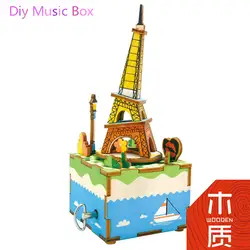 Эйфелева башня Diy Кукольный дом куклы день рождения Миниатюрная модель строительный дом игрушки для детей деревянная коробка игрушки