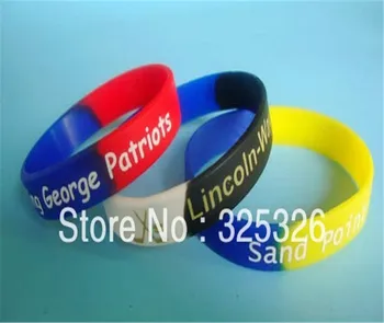 

Free shipping 500pcs cheap silicone wristband bracelet bangle with your own logo or text words printed on solid rubber bands