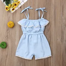 Детские летние штаны для девочек; Детские однотонные хлопковые Эластичные подтяжки без рукавов с принтом; брюки-комбинезоны с кисточками