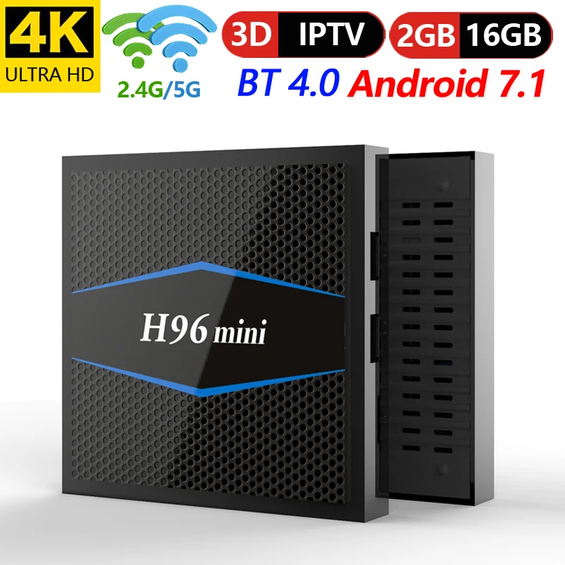 H96 Мини Смарт ТВ коробка Android 7 1 телеприставка HD-MI 2 0 H. 265 4 k медиаплеер Amlogic s905W Гб 16