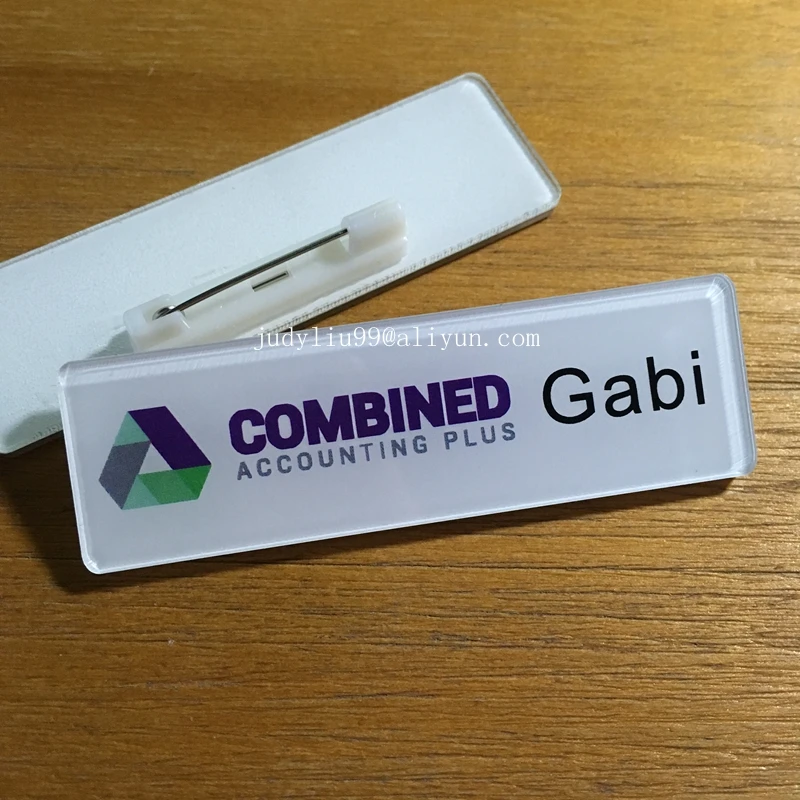 40pcs Custom Personalied Name Badge Acrylic Plastic Logo Print Name Tag 