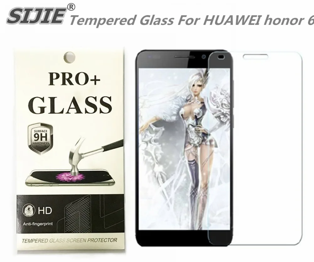 

SIJIE Tempered Glass For HUAWEI honor 6 2.26mm Screen Protector front stronger 9H hardness thin discount with Retail Package