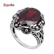 Szjinao ювелирных изделий Гранат Высокое качество Виктория мода 925 пробы Серебряное кольцо Обручальные кольца для женщин