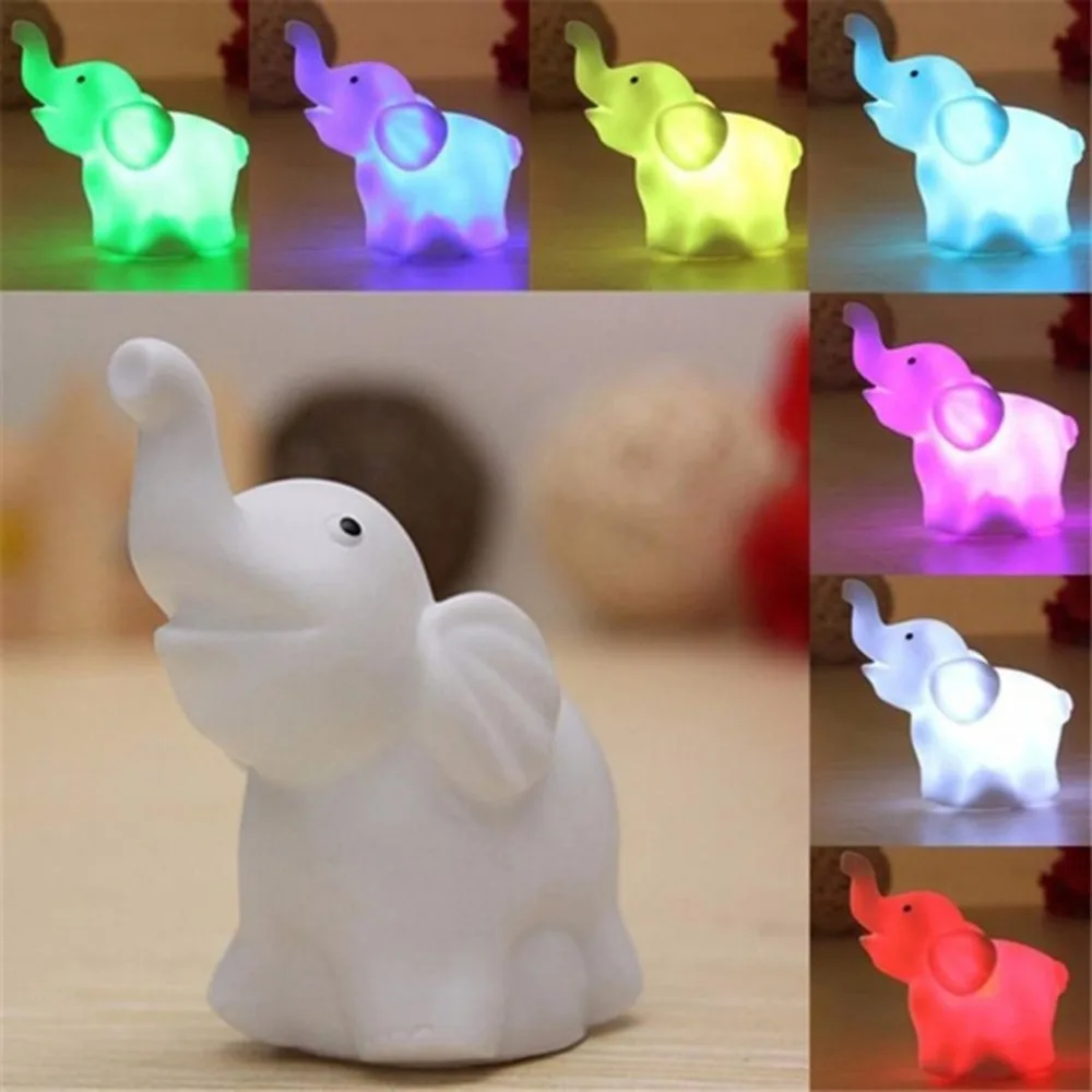 Lovely Cute Elephant Night Light Color Changing Animal LED Atmosphere Lamp Party Wedding Decoration for Kids Child Gift | Лампы и