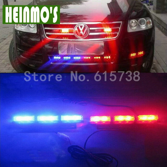 

2x9 18 LEDs Flash Emergency Strobe Light 12V LED Car Front Grille Deck Strobe Styling 3 Mode Police Dash Lights Red&Blue