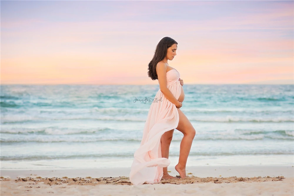 New Sexy Maternity Dresses Photography Props Long Pregnancy Dress Split Front Pregnant Women Maxi Maternity Gown For Photo Shoot (9)