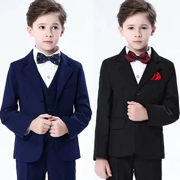 

Free Shipping 4Pcs Fashion Gentleman Children Kids Boys Formal Suits Coat+Pants+Bow Tie+Shirt Suit Set for weddings Party menino