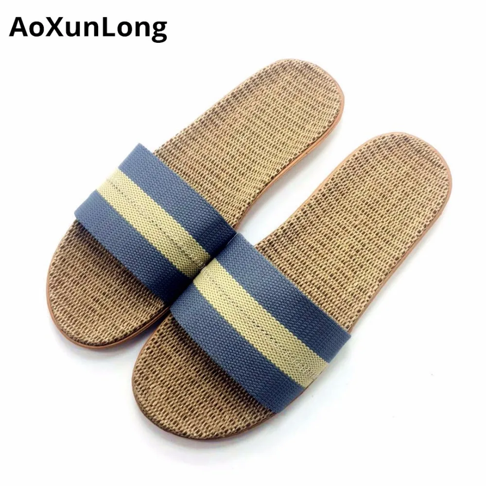 

Men's Slippers Hot Linen Weaving Home Slippers Comfortable Slide Men Shoes Size 40/45 Flip Flop Men Zapatos Hombre Flip Flops 11