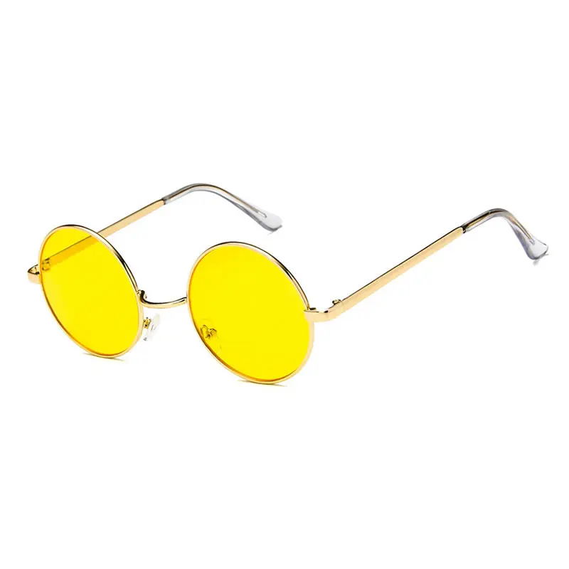 HAPTRON Модные прозрачные солнцезащитные очки Металлические солнцезащитные очки мужские круглые солнцезащитные очки в стиле стимпанк Женские винтажные мужские цветные солнцезащитные очки - Lenses Color: C4  yellow