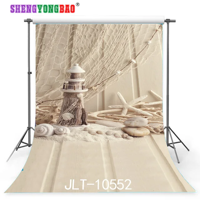 

SHENGYONGBAO Vinyl Custom Fishing nets Photography Backdrops Prop Conch Sailboat Photo Studio Background 10552