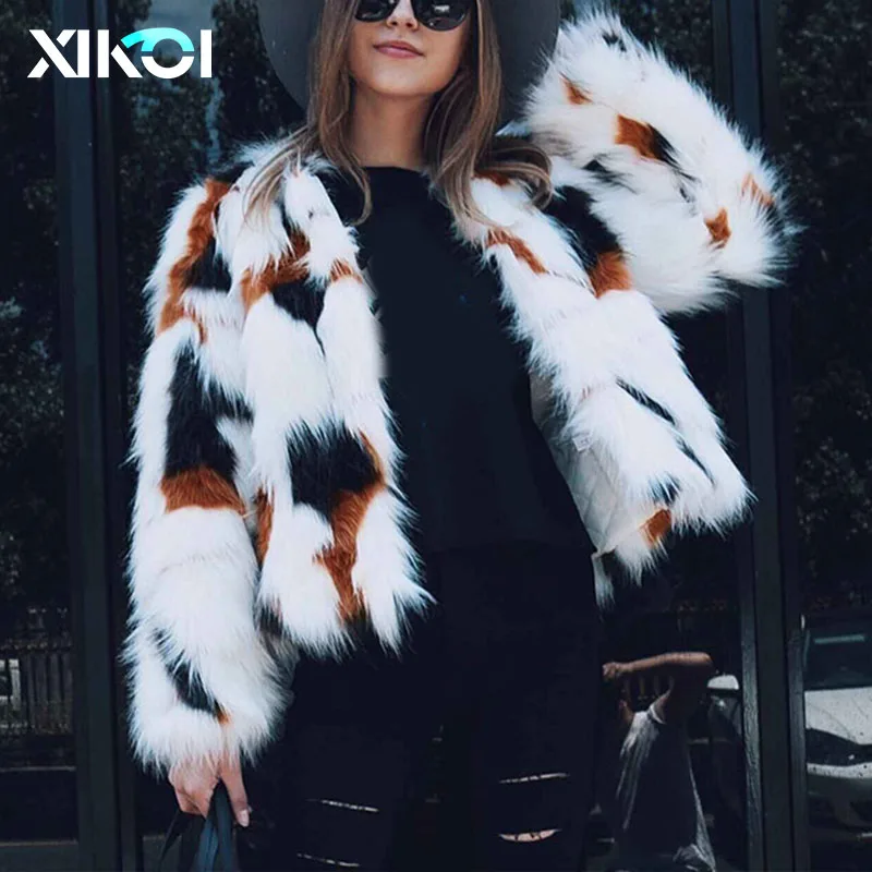 Женское меховое пальто XIKOI Осеннее повседневное с искусственным мехом|Куртки из