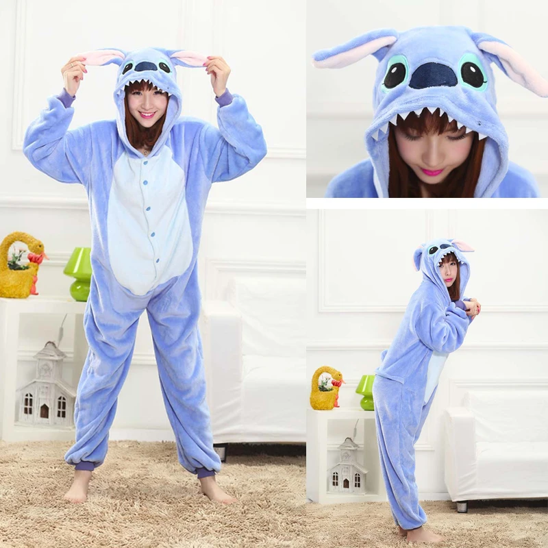 

2019 Winter Warm Women Men Unisex Adults Animal Pajamas Kigurumi Unicornio Unicorn Sleepwear Cartoon Stitch Pikachu Flannel Sets