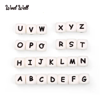 

Woel Well 20PCs Silicone teething Bead BPA Free Baby Chew Teethers English Alphabet Letters Food Grade Baby Teething Beads