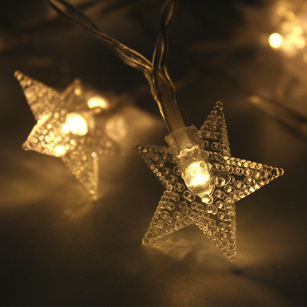 Год, 1,5 м, 3 м, 6 м, светодиодный гирлянда со звездами, водонепроницаемая гирлянда для рождества, свадьбы, домашнего украшения, на батарейках
