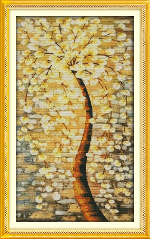 

Riches honour and peace tree Counted Cross Stitch 11CT Printed 14CT Set Chinese Cotton Cross-stitch Kit Embroidery Needlework
