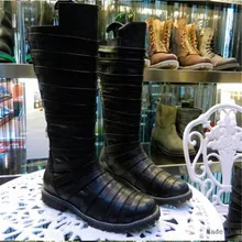 Ручной работы роскошные Подиум ТОП до колена Винтаж полная кожа полоса персонализированные из натуральной кожи рыцарские сапоги