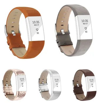 

2018 Top Sales! Genuine Leather Band For Fitbit Charge 2 Charge2 Smart Bracelet Strap Replace Watchband With Steel Buckle