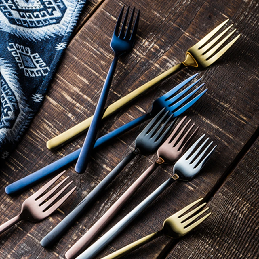 

MUZITY Stainless Steel Dinner Fork SUS 304 Colourful Fruit Forks Western Style Tableware Dinner Salad Forks Cutlery Set