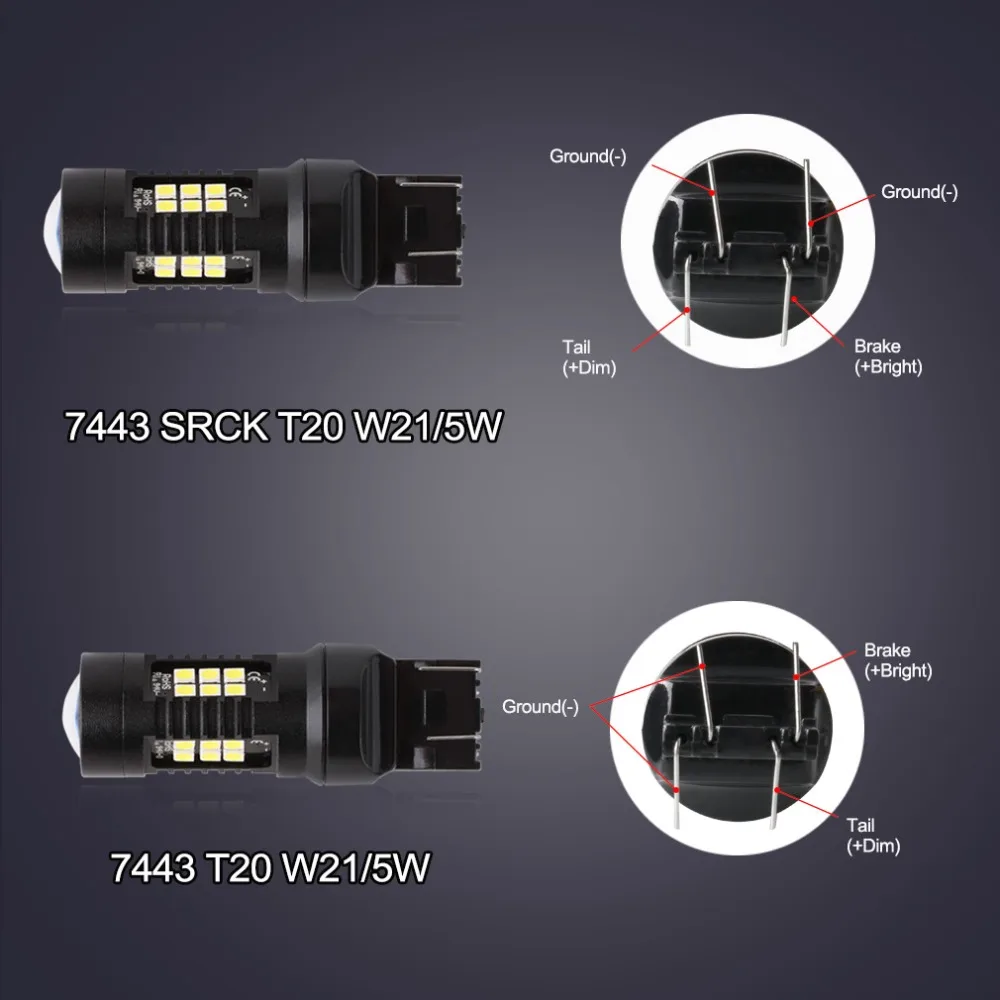 Светодиодная лампа T20 7440 7443 SRCK 2 шт. 1200 лм W21W W21/5 Вт Led T25 3157 3156 p27/7 автомобильная