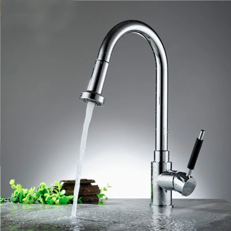 

360 Degree Swivel Pull Out Spray Spout Kitchen Sink Basin Hot and Cold Mixer Tap Faucet For Kitchen Supplies