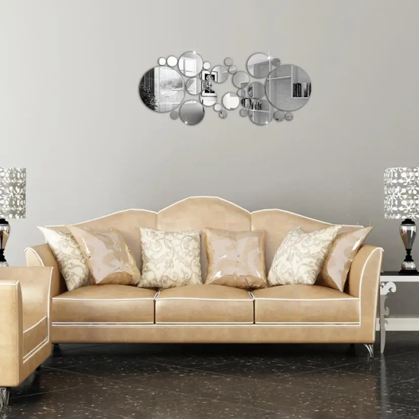 

June 1 Circle DIY Originality TV Wall Bedroom Parlor Decorative Mirror Wall Stickers 421