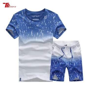 

Casual Suits Men Summer Short Sleeve t-shirt & Shorts 2 piece Set Male Combination Color Mens Outwearing Two Pieces Sets