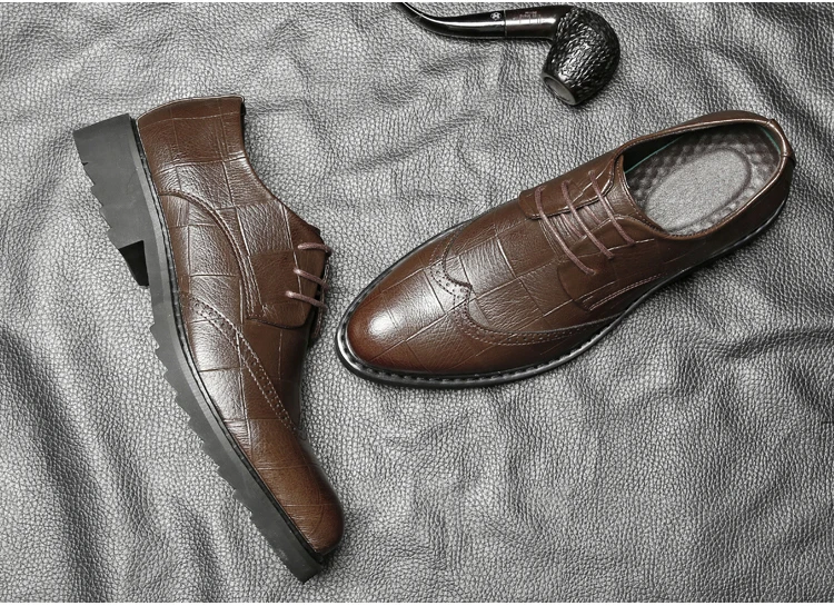 Men's Leather Casual Shoes' Formal Office Men Shoes Luxury Brand Leather Oxford Dress Shoe Lace-Up Oxford Shoes For Men Casual (6)