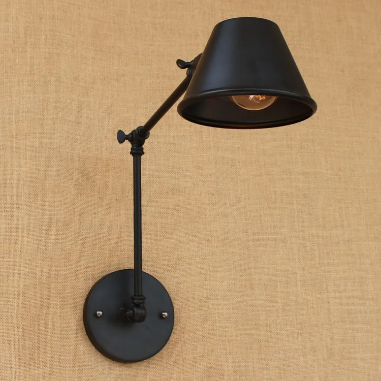 Черный поворотный настенный светильник с длинным кронштейном ...