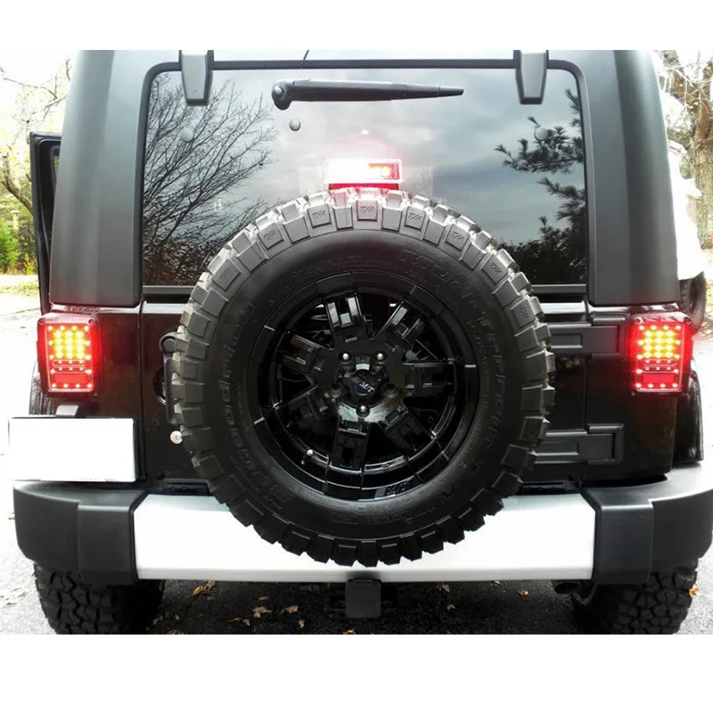 FADUIES Clear Lens LED Tail Lights Running/Brake Light Turn Signal Reverse Light For Jeep Wrangler JK Brake Light