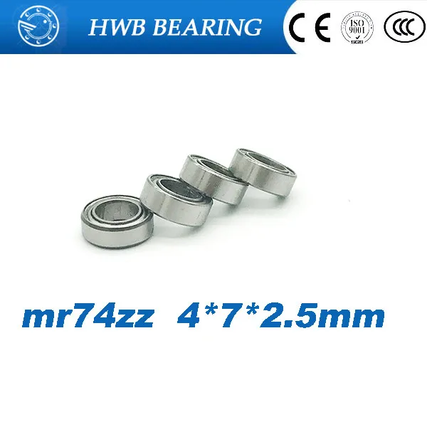 Free shipping 10PCS mini bearing MR74ZZ L 740ZZ 4x7x2 5mm bearings P5 MR74 ZZ 4 7