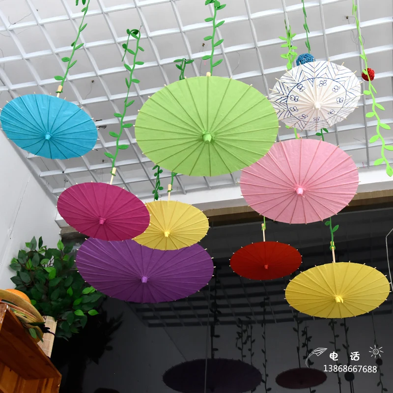 

30cm/40cm/60cm handmade colored paper umbrella China traditional Kids DIY painting paper umbrella Decorative arts and crafts