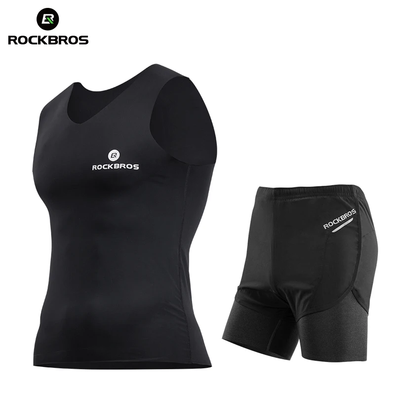 

ROCKBROS Quick Dry 2 in 1 Running Shorts Ice Silk Sport Gym Shorts Fitness Running Shorts Men Women Cycling Camping Sweatpants
