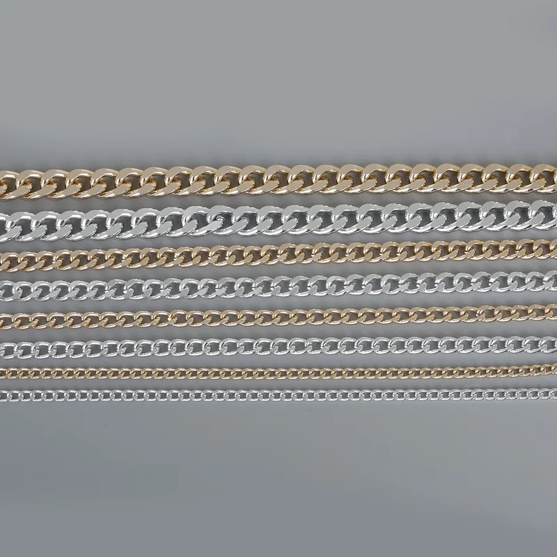 1-5 meter/lot rhodium/gold/aluminum pokovené řetízek řetězy mosaz hromadné pro DIY šperků vytváření materiálů 4 rozměr pro selekce