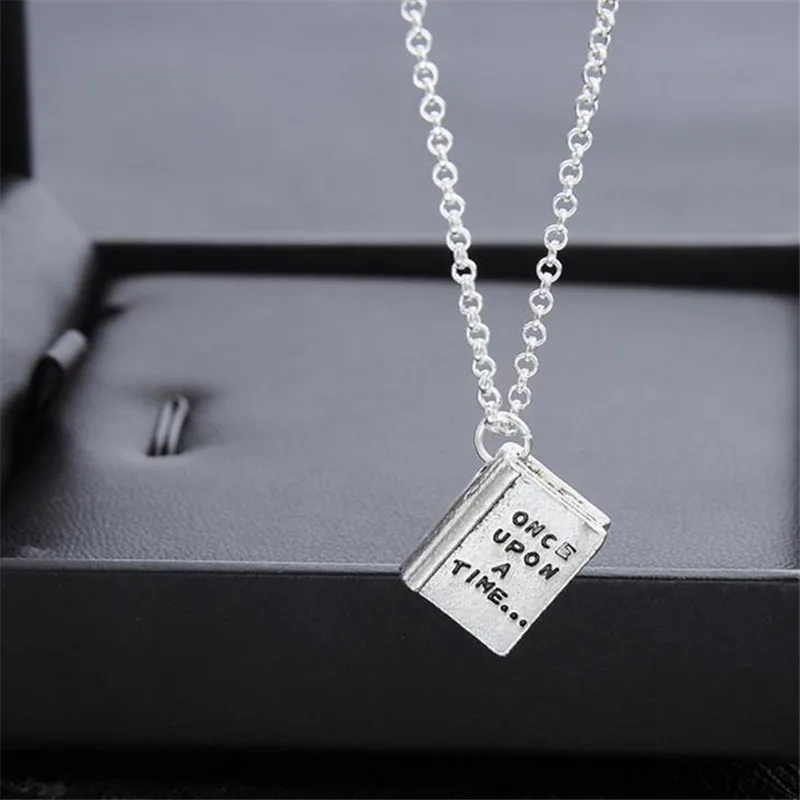 

The New Metallic Popular Creative Words "Once Upon A Time, In A Fairytail" History Books Necklaces Fairy Tale Necklaces Jewelry
