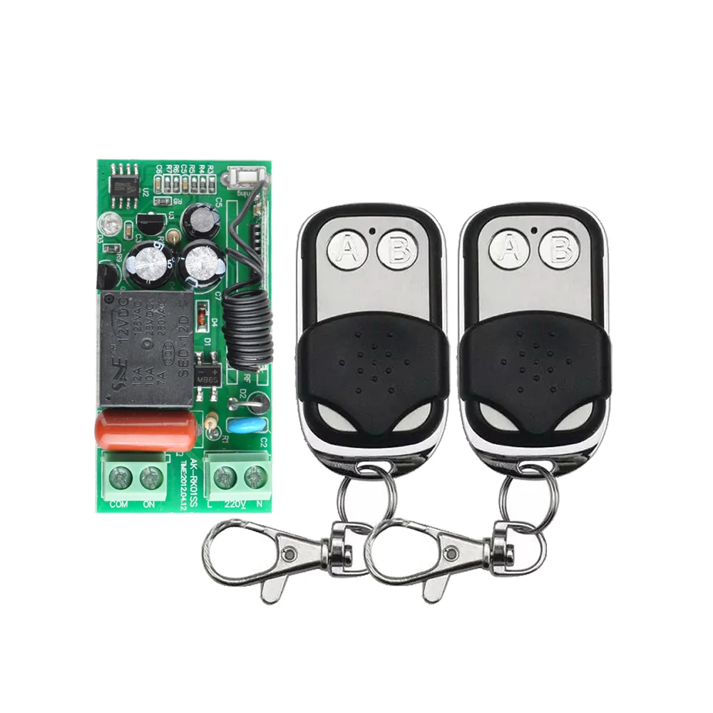 AC 220V 1CH 10A Wireless Remote Control Switch System 2 Button Remote ...