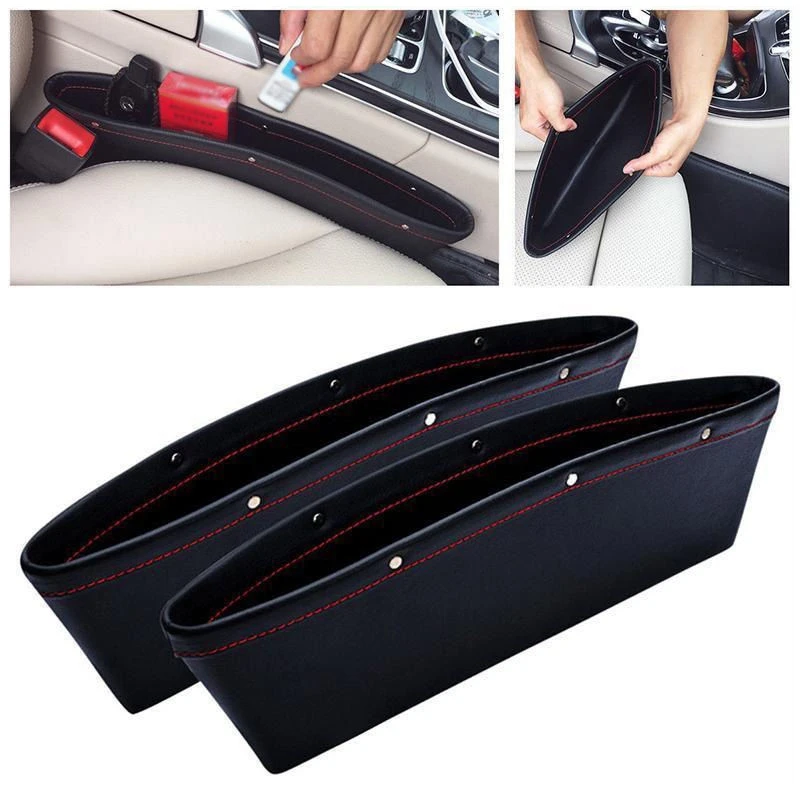 Leather Car Side Seat Slit Pocket Holders Storage Organizer Boxin