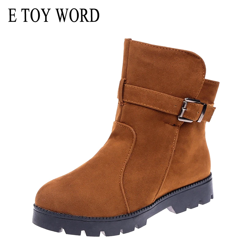E TOY WORD 2019 Women Boots Winter Shoes large size 40-43 platforms Female Warm Botas Mujer round Toe Ankle Womens Snow Boots