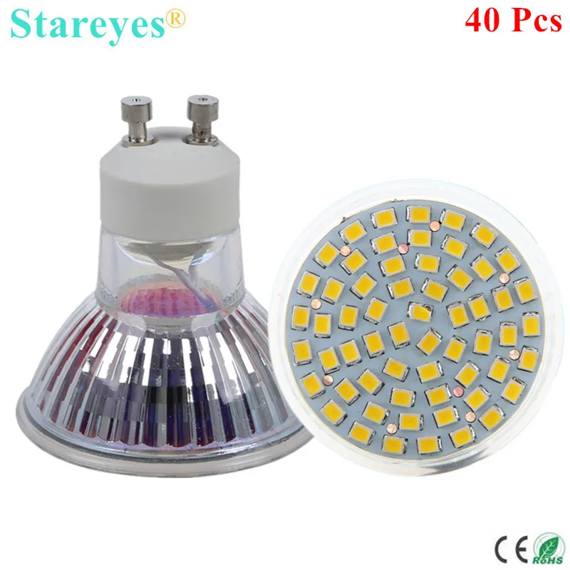 

Free Shipping 40 Pcs 3528 SMD 60 LED 4W GU10 E27 MR16 (12V) LED Spotlight downlight lamp droplight Bulb light lighting