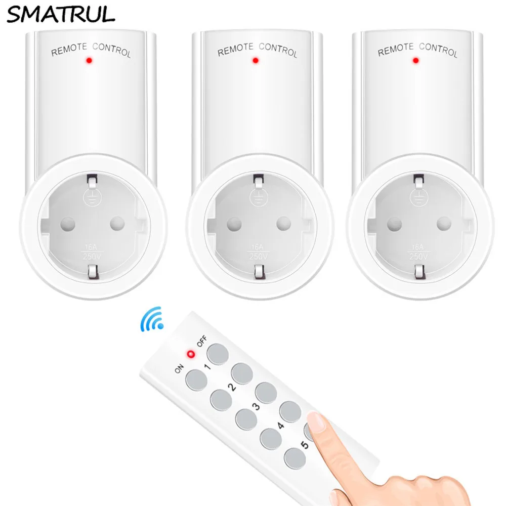 

SMATRUL 433mhz smart Wireless 3 Socket 1 Remote Control wall Electrical EU UK Plug Outlet 220v 230v LED Festival Lights patient