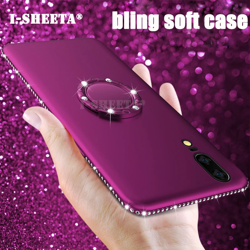 3D Diamond Bling Case For Huawei P Smart P20 Pro P8 P9 2017 Mate 10 9 Honor 8 Lite 360 Holder Stad Ring Soft TPU Cover |