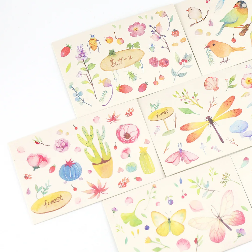 

multi-use 5.2*8cm 54pcs Mini Card Live in the forest print Scrapbooking party invitation cards valentine Christmas Scrapbooking