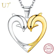 U7 925 Sterling Silver Cute Couple Dolphins Love Heart Necklace Pendants Friendship Jewelry for Women Mother's Day Gifts SC280 цена U7 925 Sterling Silver Cute Couple Dolphins Love Heart Necklace Pendants Friendship Jewelry for Women Mother's Day Gifts SC280 цены онлайн