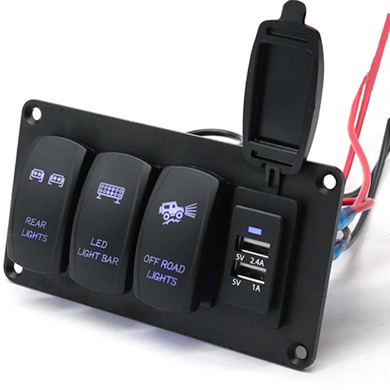 

Motorcycle ATV Automotive Modified Switch Panel with 3.4A Car Charger